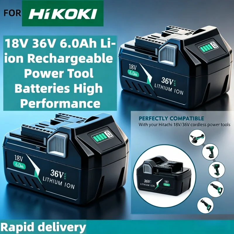 

For Hitachi Hikoki Metabo HPT BSL36A18 BSL36B18 Battery, 18V 36V 6.0Ah Li-ion Rechargeable Power Tool Batteries High Performance
