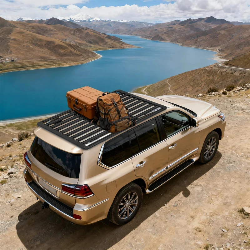 헤비듀티 알루미늄 플랫 루프 러기지 플랫폼 카고 랙 150-200KG 모드 액세서리 SUV 바 장착형 썸네일 5