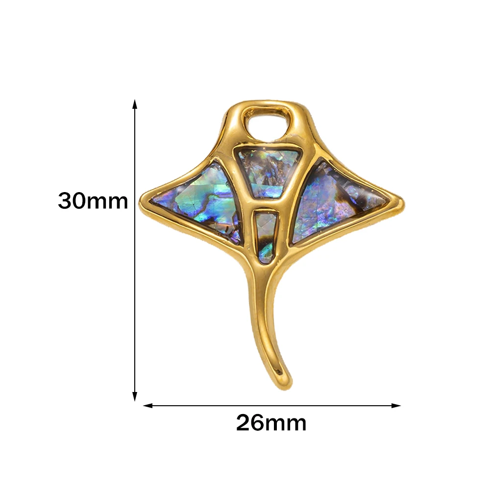 2 Stück Ocean Series 304 Edelstahl & Muschel Charms für DIY Schmuckherstellung Goldfarbe Meeresschildkröte Tier Muschel Anhänger Halskette