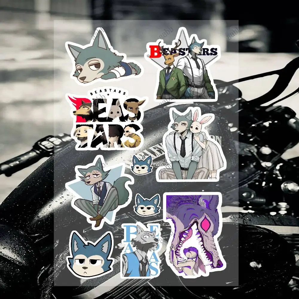 Anime B-Beastars Motorcycle Sticker Set Reflective Decals For Helmet Fuel Tank Fairing Body Custom Bike Graphics Kit