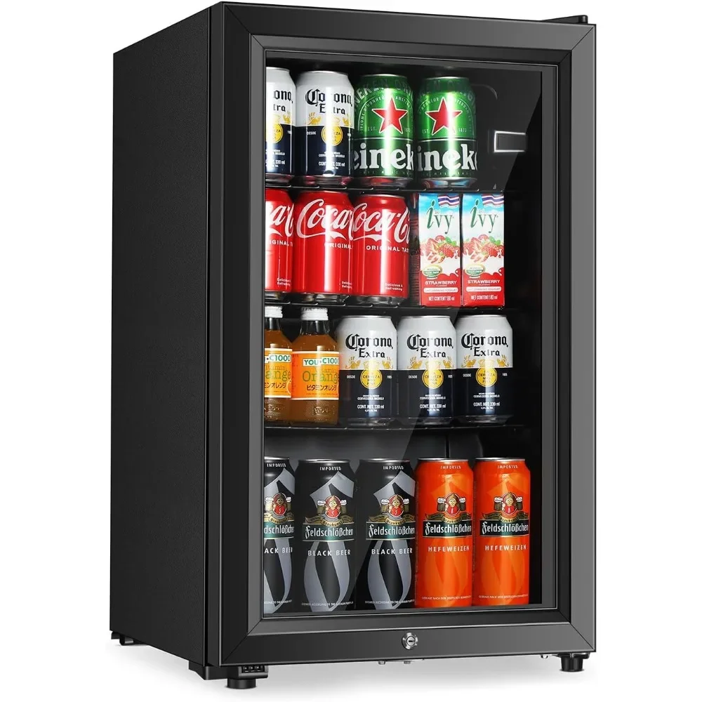 Beverage Refrigerator,Freestanding Beverage Cooler For Office, Bar,Home|Double Glass Door&Adjustable Shelving&Adjustable Foot…