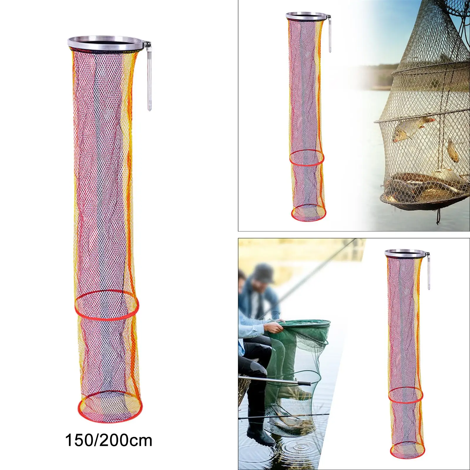 Fishing Keep Net Fishing Basket Mesh Cage Storage Creel Net Floating Folded Storage Cage Net Bag for Lobster Live Fish Shrimp