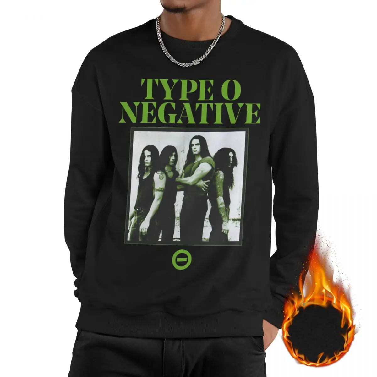 

Men Type O Negative Sweatshirt Fleece Lined Round Collar Sweatshirts American Gothic Metal Band Pullover Hoodie Long Sleeve