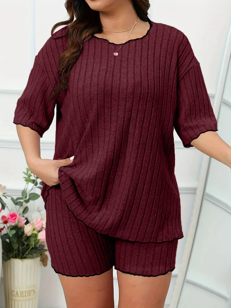 

Комплект женских шорт с короткими рукавами больших размеров, домашняя одежда