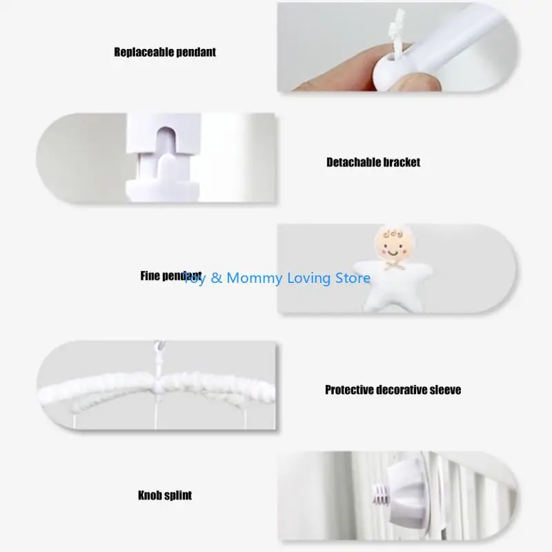 Y1QF Windup Move Box Music Baby Baby Musical Crib Mobile Mobile Toy para campanas bebé Brazo brazo colgante Juguete