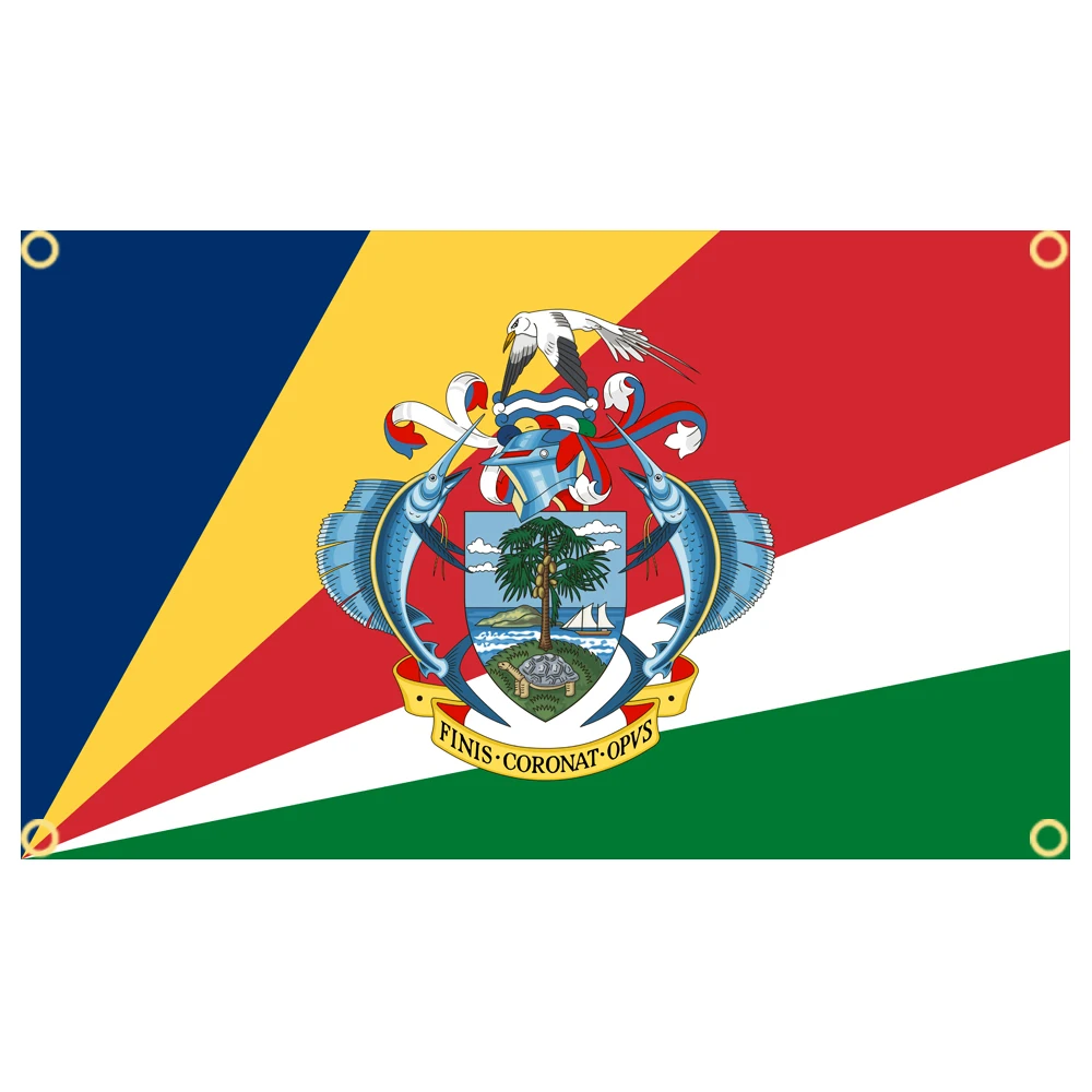 60×90 90x150 120×180CM Seychelles Seychelle Emblem Flag Polyester Printed Banner Tapestry For Decor