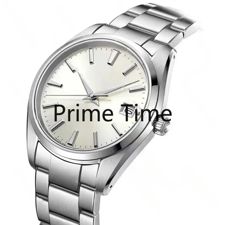 Customized Quartz Sapphire Five-Sided Grinding Pointer Calendar Steel Band Round Copy SBGP009