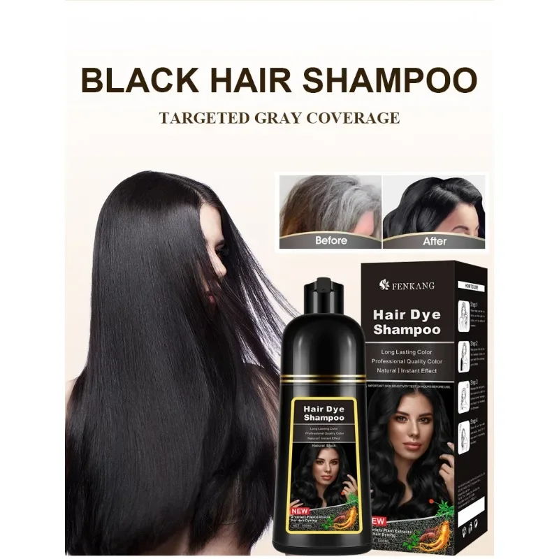 3 em 1 tintura de cabelo shampoo gengibre polygonum gergelim preto masculino feminino capa de cabelo branco capa duradoura sem ingredientes de cabelo prejudicios