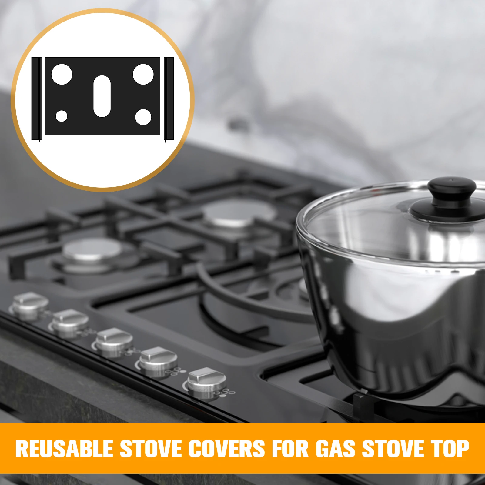 1/2/4Pc Stove Burner Covers Non-Stick Gas Stove Burner Covers with 2 Stove Gap Strips Heat Resistant Stove Top Cover for Kitchen