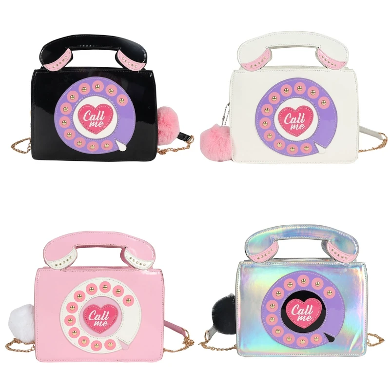 

Women Telephone Shaped Handbag and Purses Retro Phone Top-Handle Shoulder Bags Crossbody for Totes E74B