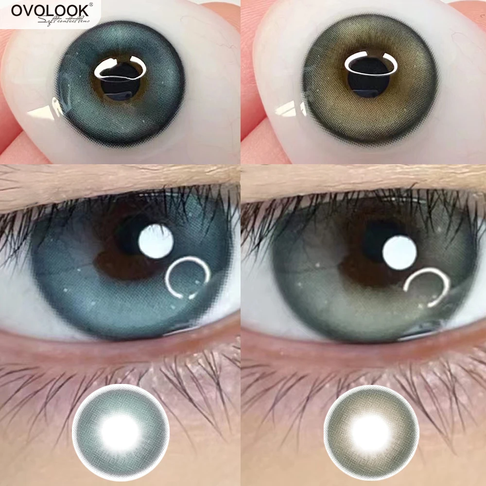 OVOLOOK-1 Pair/2PCS Surprise Lenses Colored Contact Lenses Myopia Blue Prescription Lenses Fashion Green Color Pupil Eyes Newest