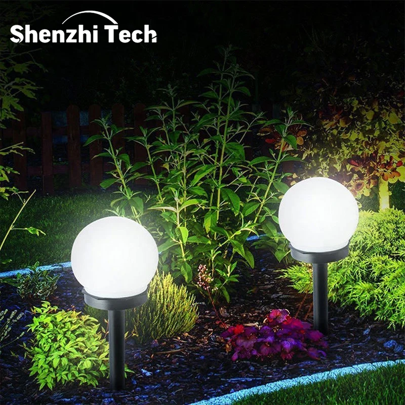 3Pack LED Solar Garden Round Ball Bulb Light Outdoor Waterproof Landscape Lighting Villa Lawn Lamp Ground Plug Light Garden Deco