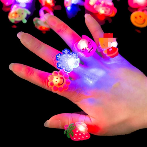 Cartoon Glowing Ring Juguetes Soft Glue Finger Light Flash Colorful Luminous Ring Party Bar Dress Up Kids Toys