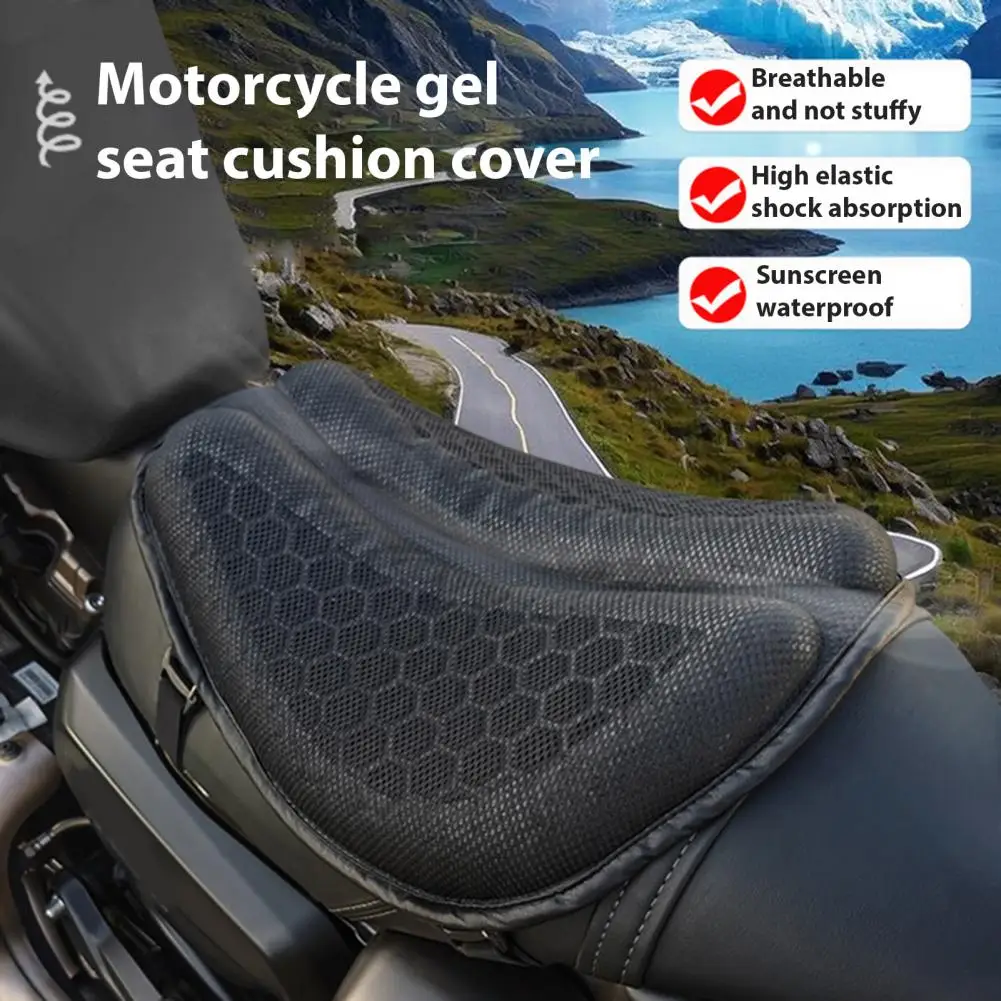 Motorcycle Gel Seat Cushion 3D Honeycomb Shock Absorption Seat Cushion Tailbone Soreness Relief Motorbike Seat Cover