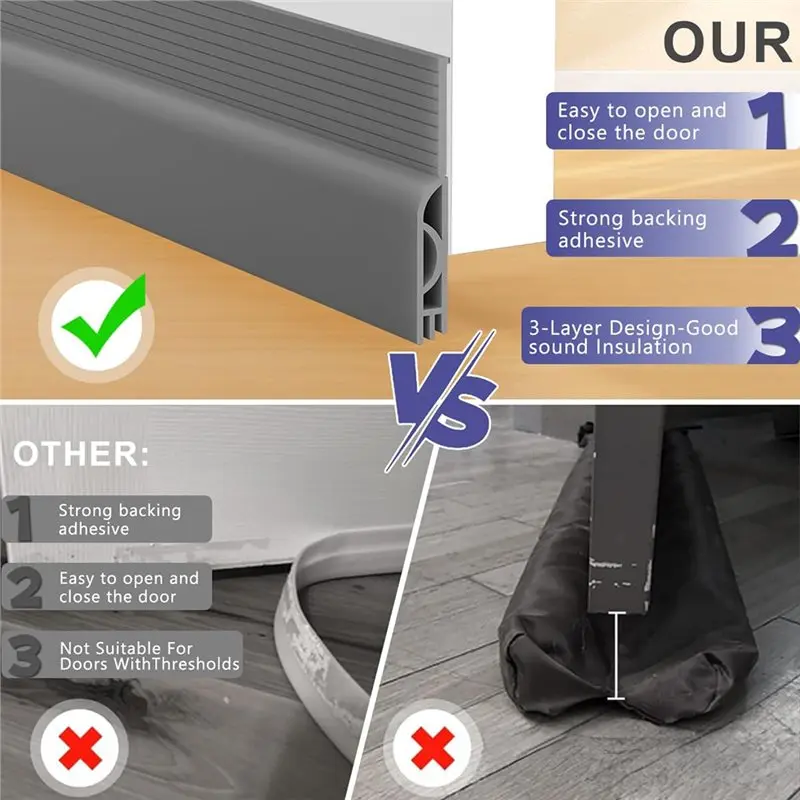 IALJ-Door لمنع الختم السفلي سدادة مسودة الباب لأسفل الباب الطقس تجريد ضوضاء الهواء تحت فجوات الباب #2