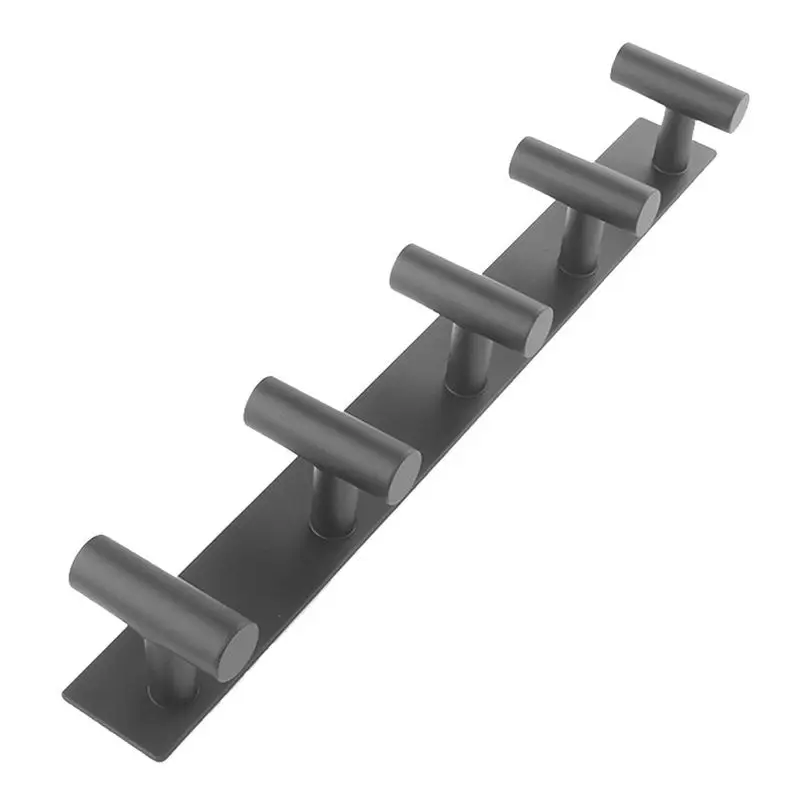 B14C Wall Mounted Coat Rack-5 Shaped Pegs In Heavy-Duty Metal Rail For Hats, Bags& Towels For Bathroom, Closet& Bedroom