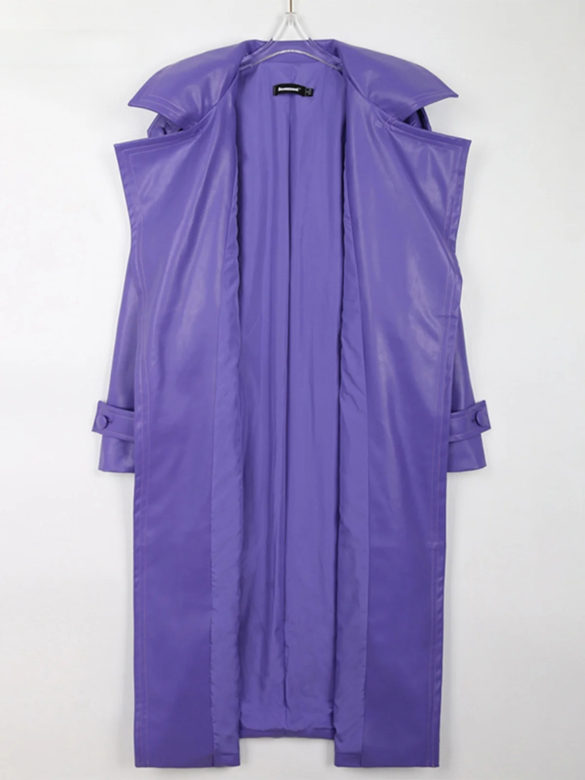 ネラッズーリ パープル PU レザー コート レディース ロング ベルト付き スレ ファッショナブル 通勤 ウインドブレーカー ハイエンド感覚 新品