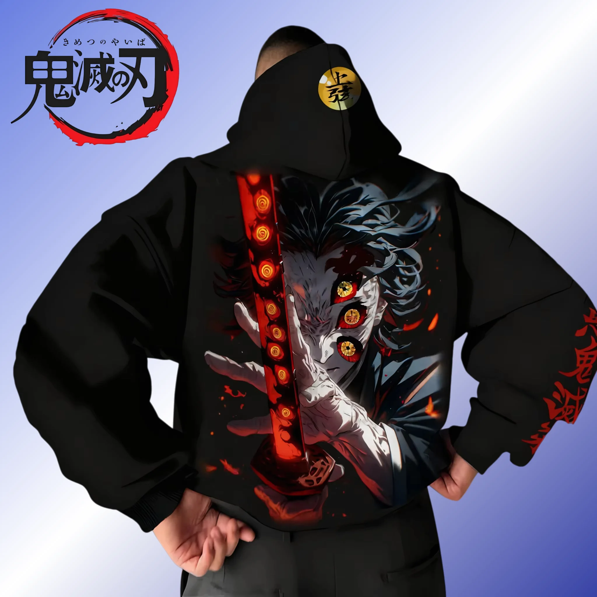 

Demon Slayer Halloween Joint Zipper Hoodie Men's Autumn_Winter New Kokushibo Anime Printed Casual Loose Sweater Versatile Top