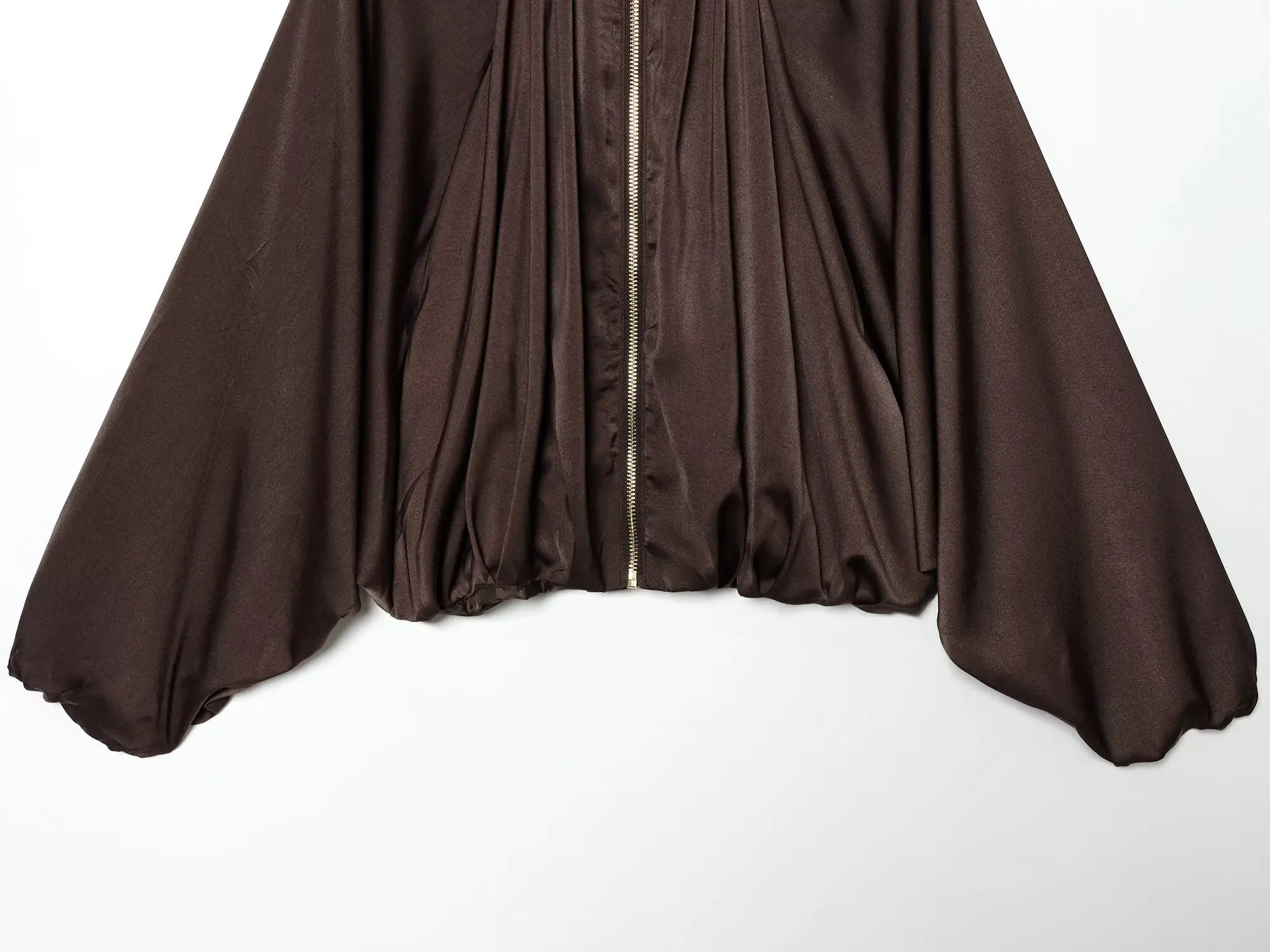 KONDALA Damen Casual Satin Bomberjacke Trendige High-Street Reißverschlussjacke Neu 2026 Frühherbst Elegante Schicke Puffärmel-Jacke – Detail 15