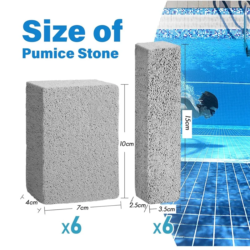 

【Superdeals】12 PCS Pools Pumice Stone,Pumice Stone For Pool Cleaning, Calcium Remover For Pool Tile,Pool Cleaner To Remove Rust