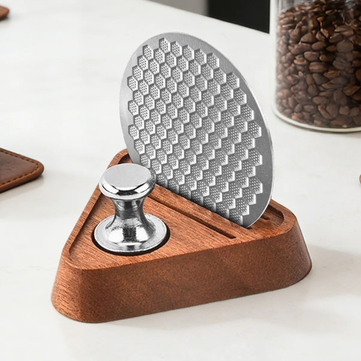 Filtro de Acero Inoxidable para Espresso con Base Magnética de Madera, Reutilizable, Compatible con Barista Express/Pro/Bambino