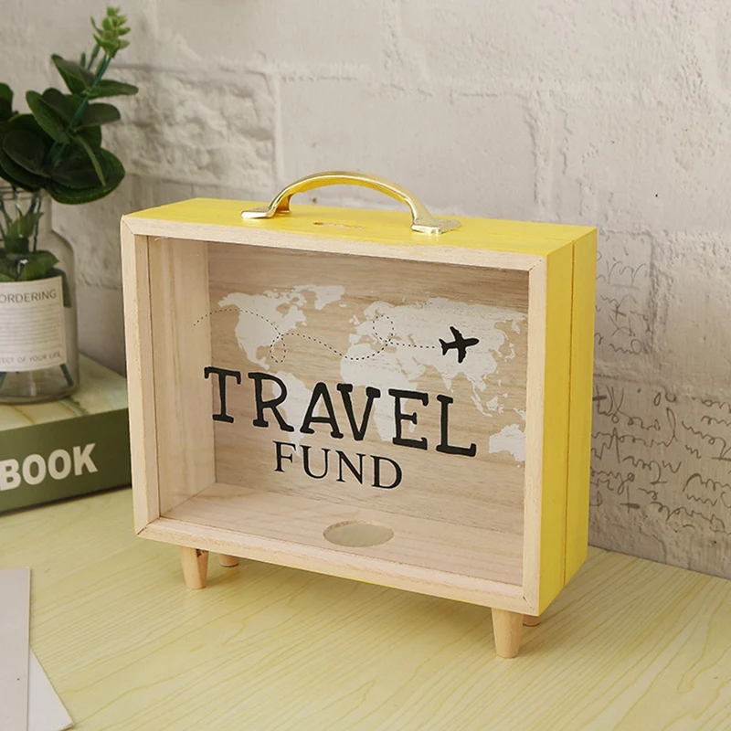 Adventure Archive Box, Travel Shadow Box, Ticket Shadow Box With Slot, 8Inch Memory Boxes For Keepsakes Yellow