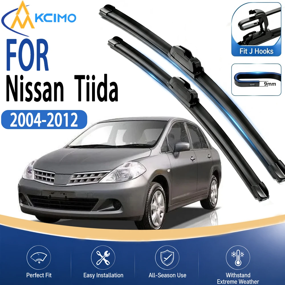Premium Boneless Wiper Blades Set 24"+14" U/J Hook for Nissan Tiida C11 2004-2012 Clear Vision All-Weather Quiet And Stable