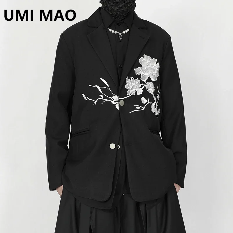 UMI MAO Yamamoto 2024 New Men's Retro Chinese Casual And Handsome Embroidery Loose Fitting Small Suit Men's Jacket