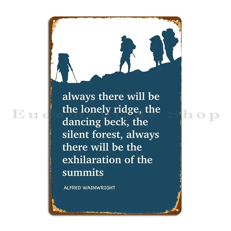 Cartel de Metal con cita de Alfred Wainwright, placa de pared para garaje, Mural de pared, cartel de estaño con personaje