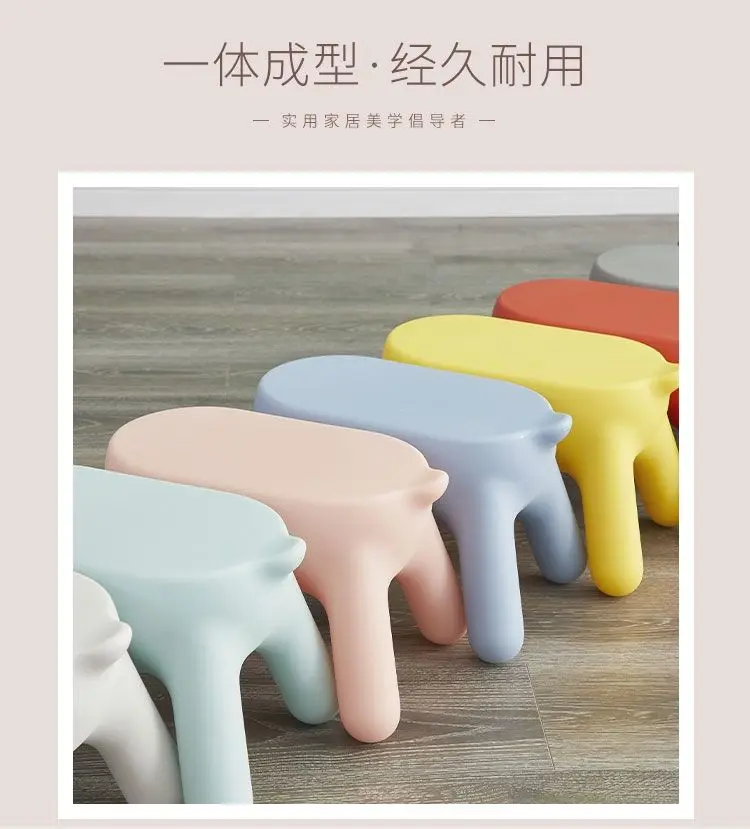 كرسي مقعد الكرتون البلاستيك مقعد صغير الحديثة بسيطة ودائمة مقعد صغير للاستخدام المنزلي الأثاث العثماني كرسي الغرور #6