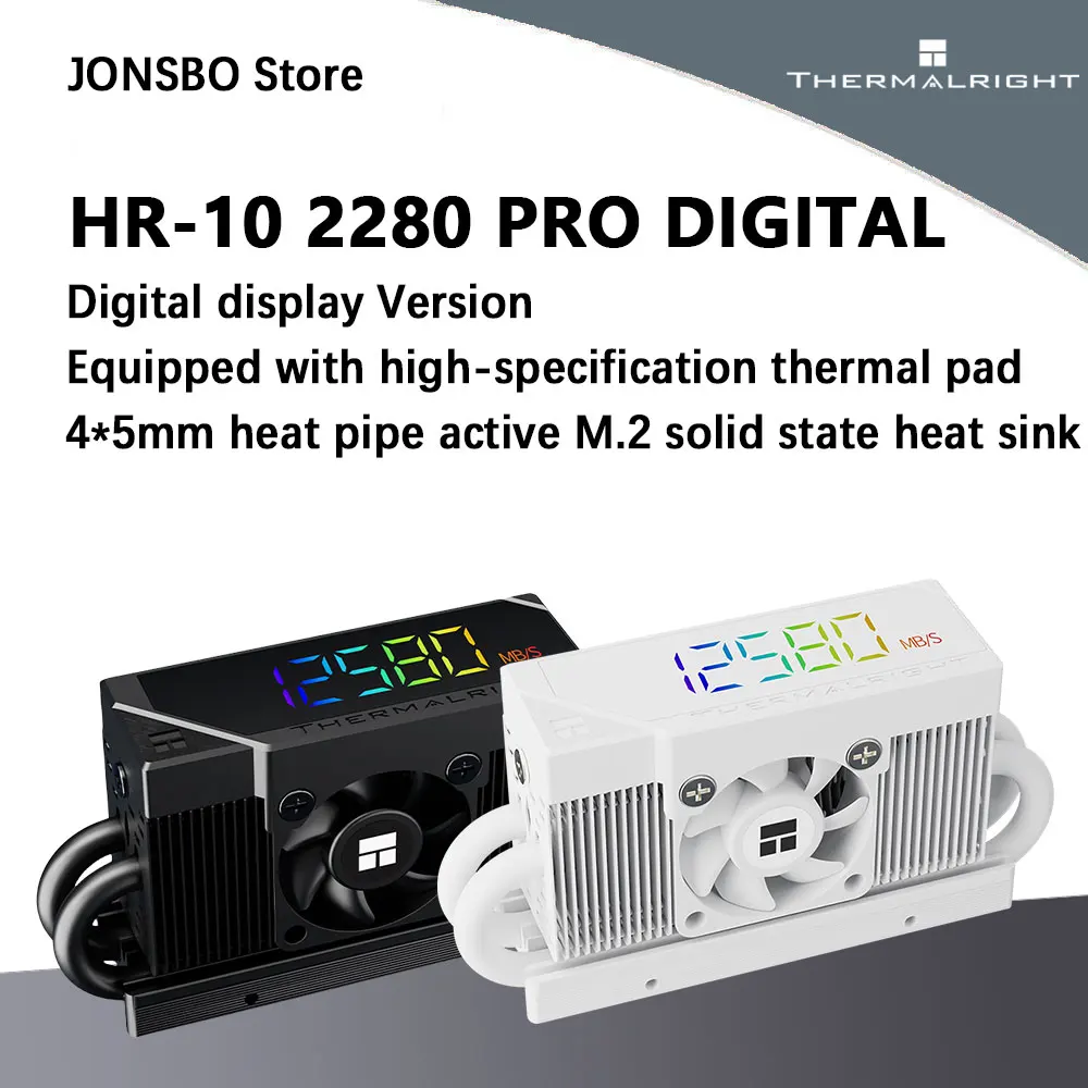 Thermalright HR-10 2280 PRO Digital display version 4 units*5mm heatpipe AGHP heat pipe M.2 SSD Active cooling system