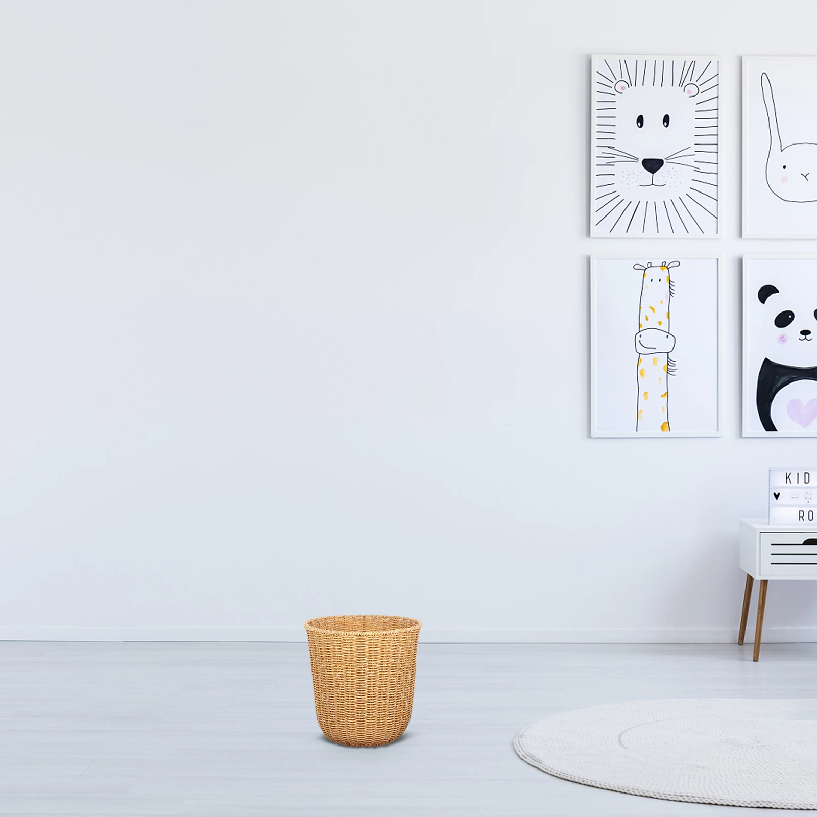 

Woven Trash Can Storage Basket Handcrafted Natural Materials Large Capacity Home Decor Bathroom Storage Organizer