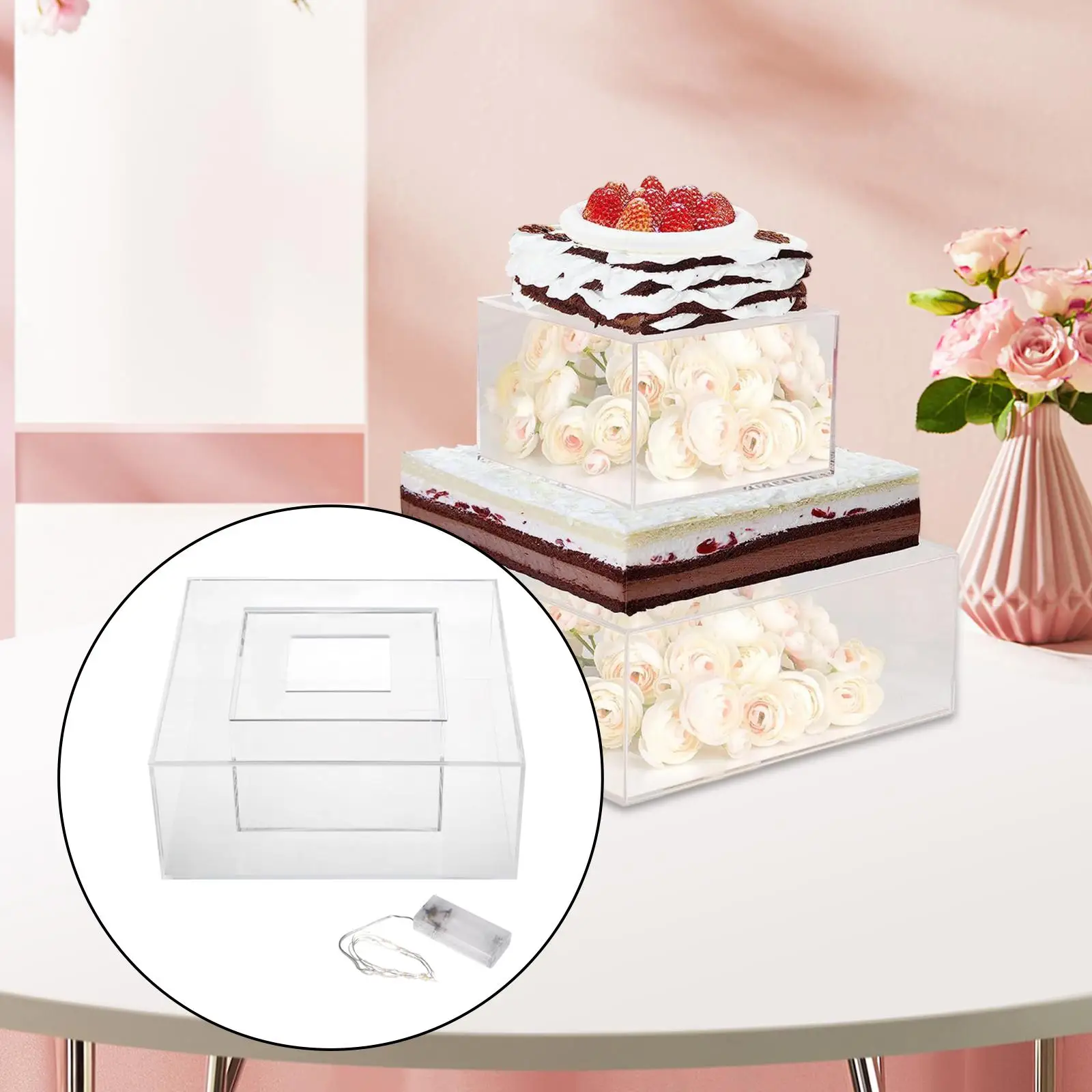 Square Cake Display Box Cake Stand Tool Cupcake Display Cake Display Board Gift Box for Chocolates Cookies Wedding Parties Decor