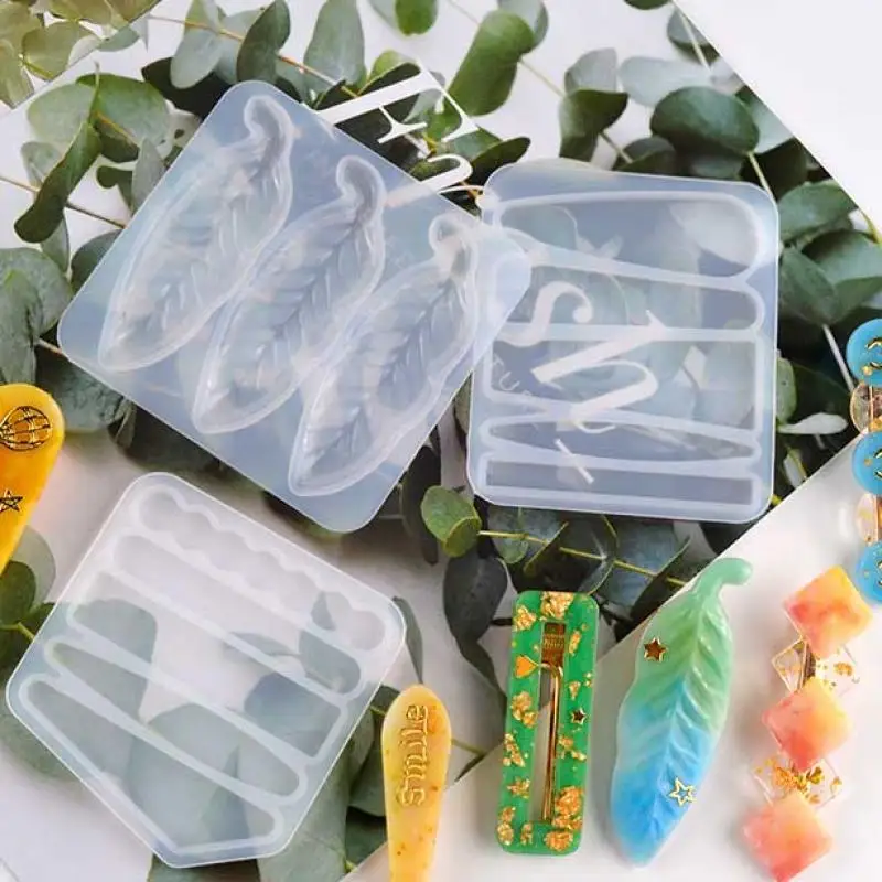 Moldes de silicone para presilhas de cabelo geométricas, molde de resina epóxi para faça você mesmo, artesanato, fabricação de jóias, acessórios de molde