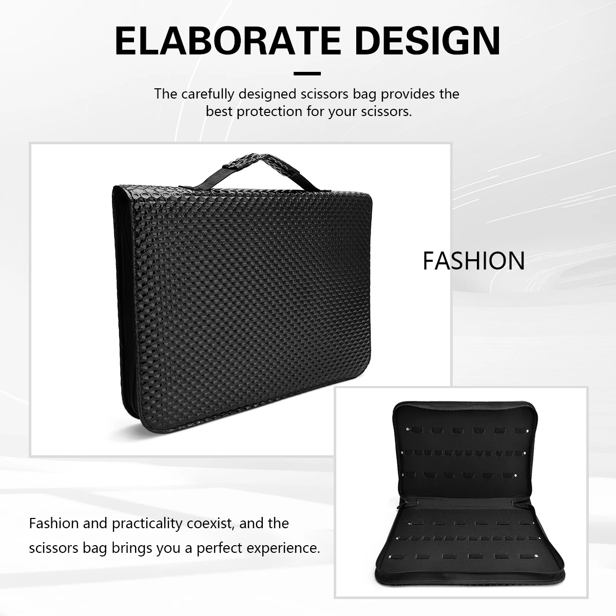 

Стильная сумка для ножниц на молнии, чехол для хранения салона из искусственной кожи для парикмахерских инструментов, профессиональный органайзер для парикмахерских ножниц с 24 слотами