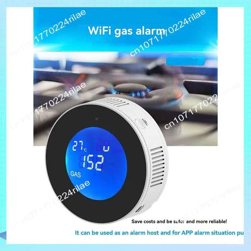 A17z detector de gás combustível detector de vazamento de gás combustível com função de temperatura com display lcd com tuya app plugue da ue