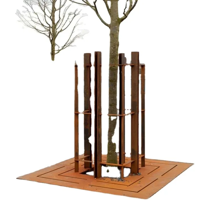 Decoration square steel tree grating tree cover grating corten steel metal tree grate