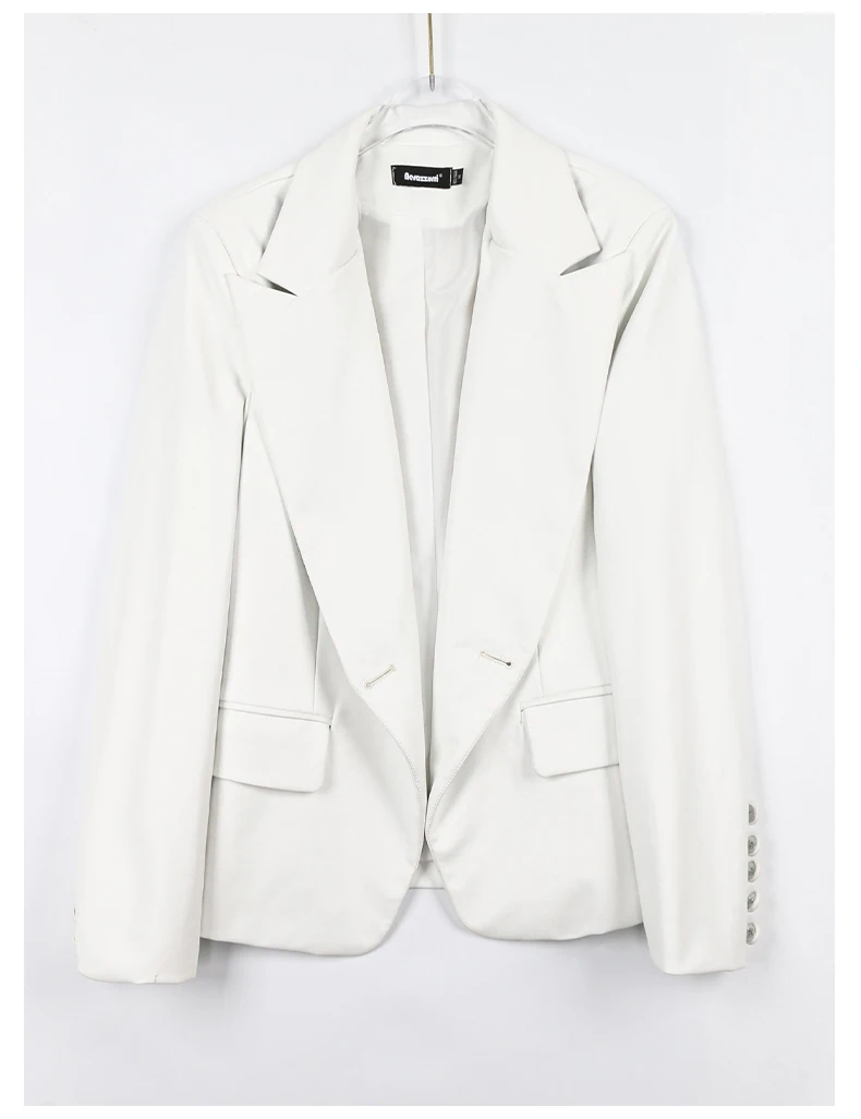 Lautaro Spring Stylish Short Pink Soft Pu Leather Blazer Long Sleeve Slim Fit Luxury Jackets for Women 2022 Elegant Fashion 5xl