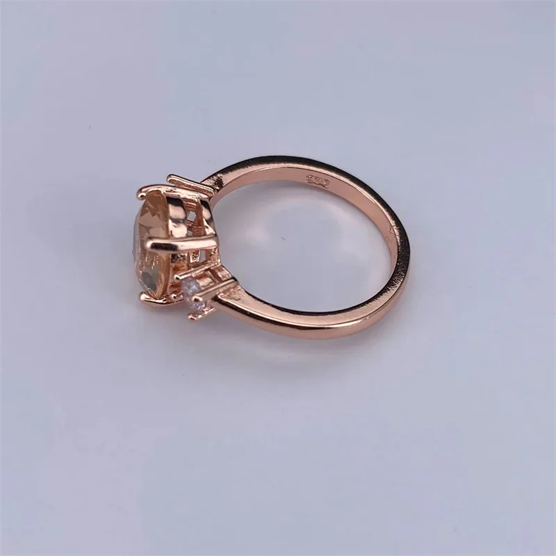 18k Rose Gold Color Oval Morganite Champagne Ring Classic Women\'s Rings Jewelry for wedding gift for girlfriend free ship