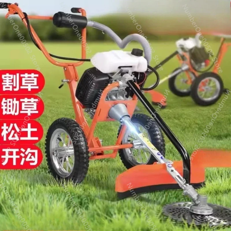 Hand-Pushed Lawn Mower Brush Cutter Multi-Functional Small Soil Loosening Ditching Machine Weeding Machine