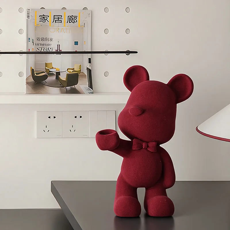 

Modern red plush bear ornaments,living room bedroom foyer tabletop decoration crafts,home decor accessories,housewarming gifts