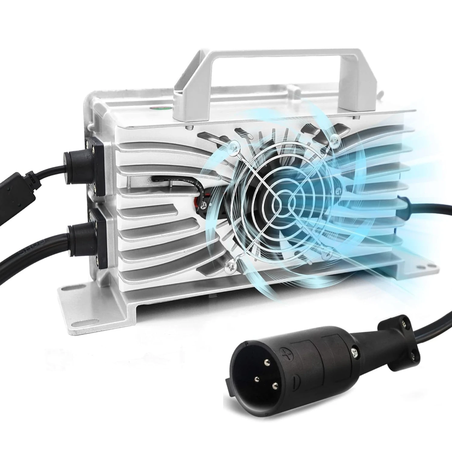

48 Volt 25 Amp LiFePO4 Lithium Battery Charger for Club Car Precedent Onward Tempo Golf Cart (with 3 Pin Round Plug)
