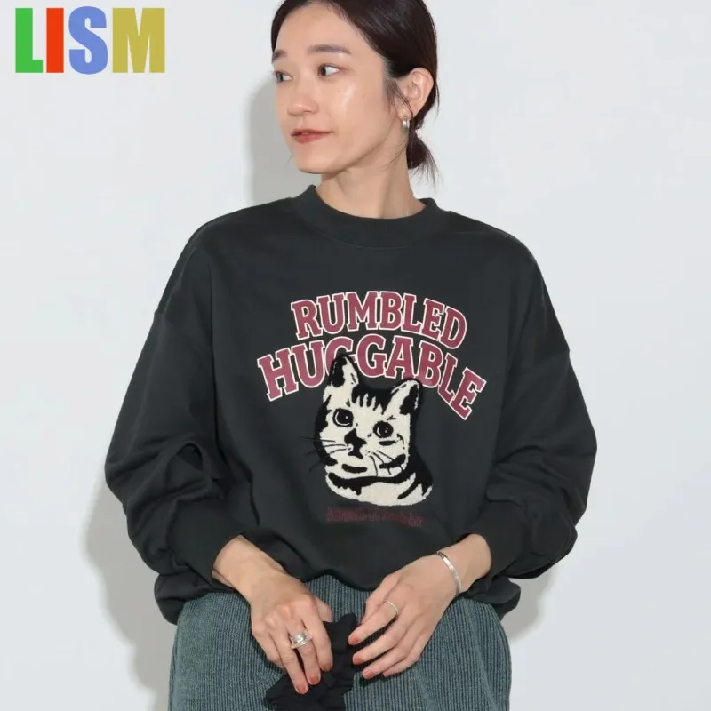 LISM women's winter clothes y2k hoodies sweatshirt 2025 Casual Hoodie Pure Original Single Youth Versatile Loose Cartoon  Loop