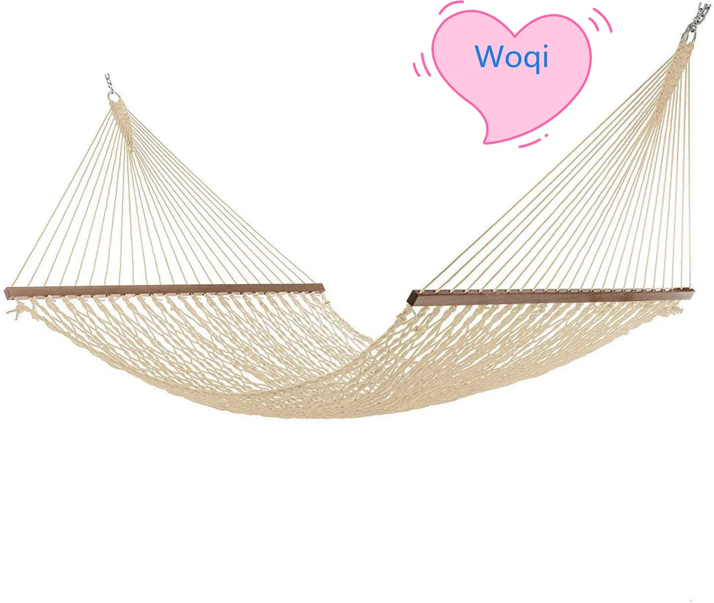 

WOQI 13.2FT Hammocks Traditional Cotton Rope Hammock With Chains and Hooks for Yard Double Solid Wood
