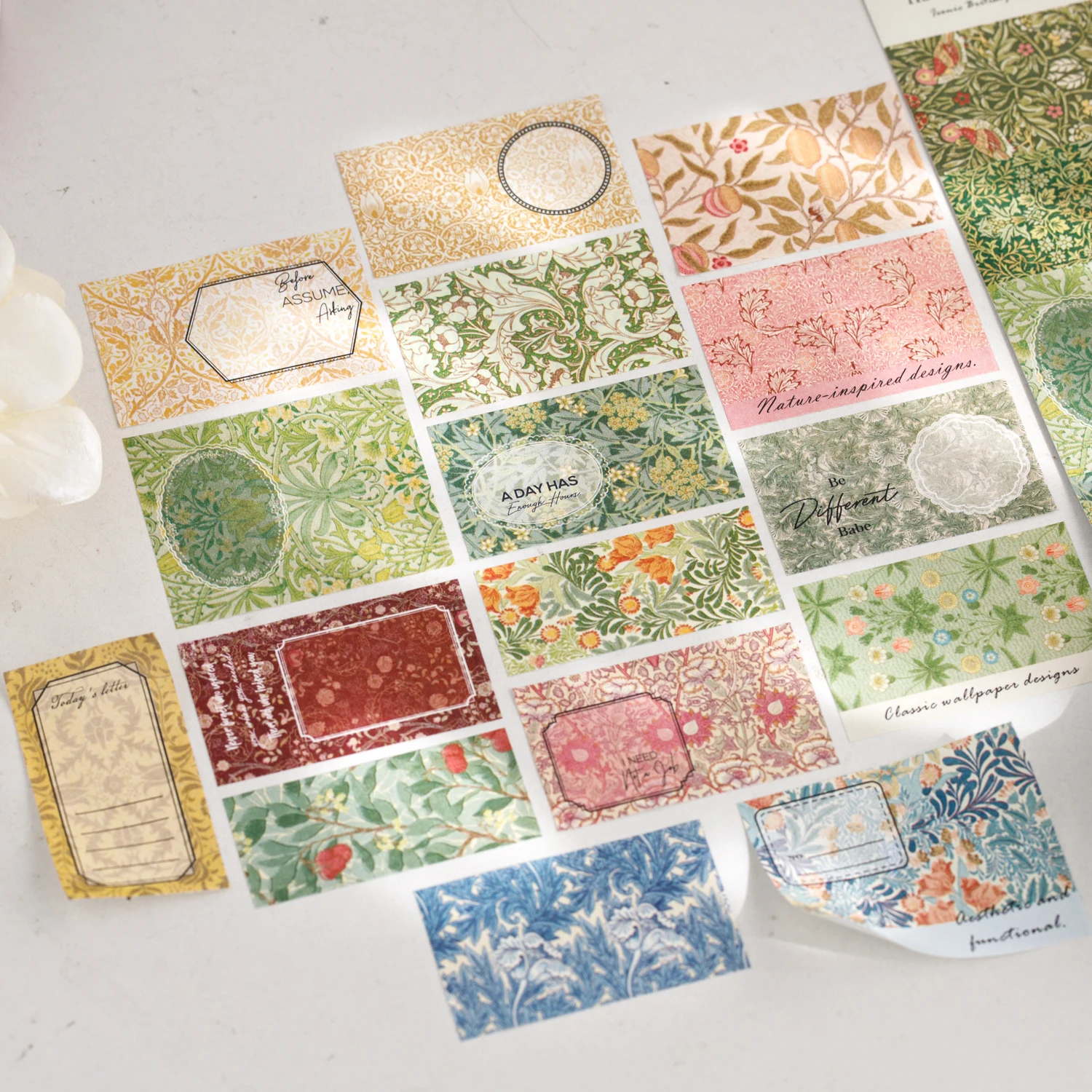 Vintage Art Washi Tape Dense Flower Pattern for Junk Journal Collage Scrapbooking Stationery Gift Packing Decoration Sticker