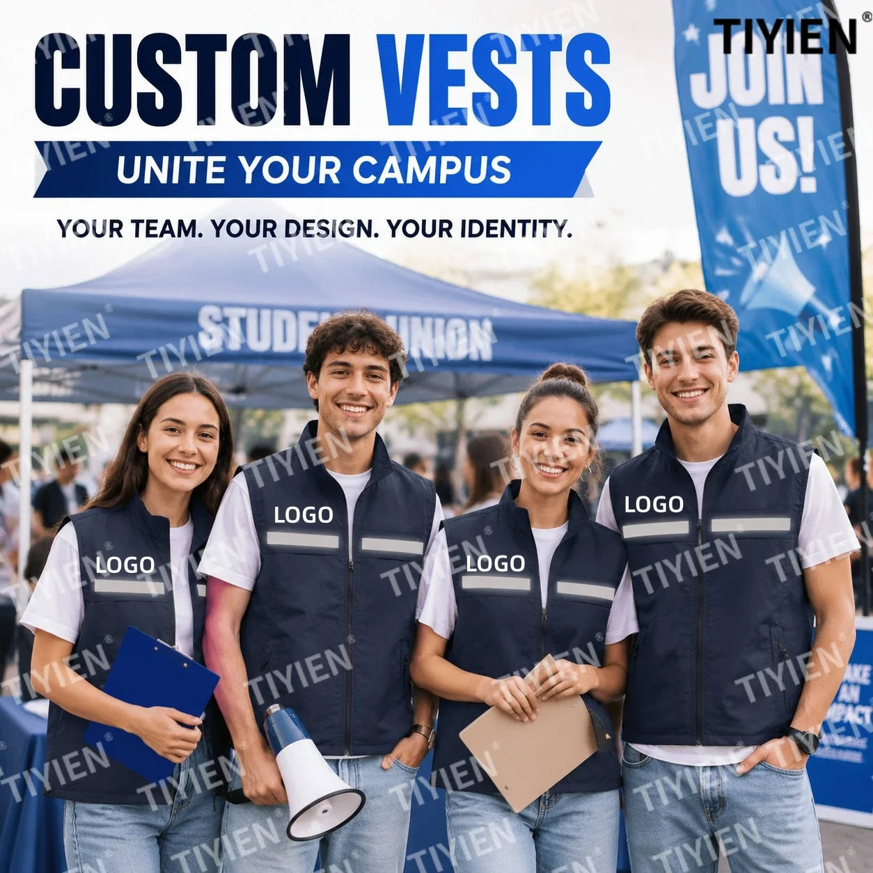 men's-multi-pocket-custom-work-vest-breathable-lightweight-comfortable-four-seasons-public-welfare-volunteer-service-vest
