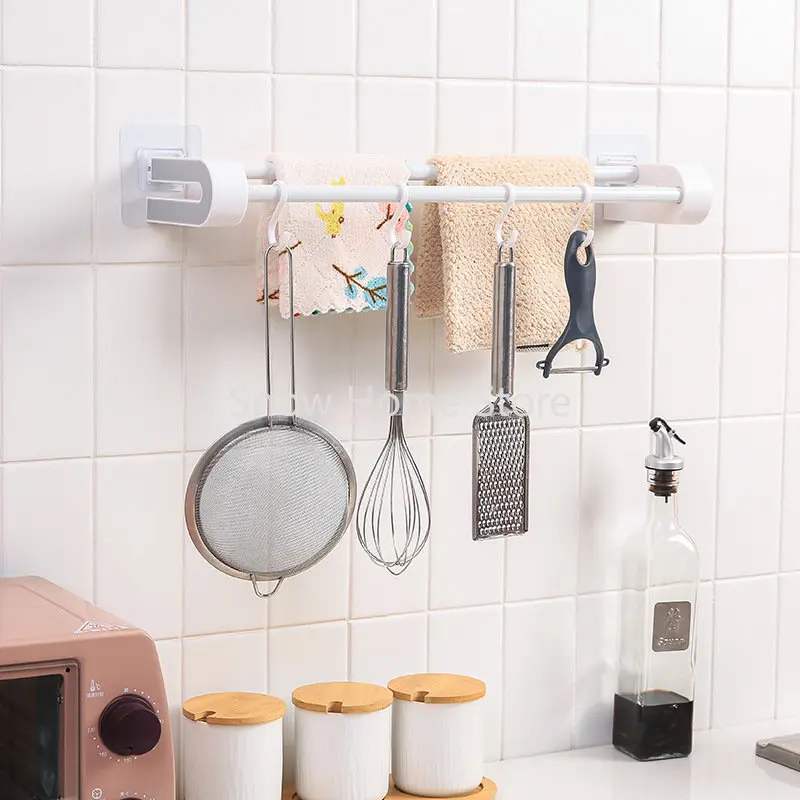 Towel Rack Double Rod Seamless Towel Rack Free Punch Kitchen Bathroom Rack Hanger Towel Bar Free Punch