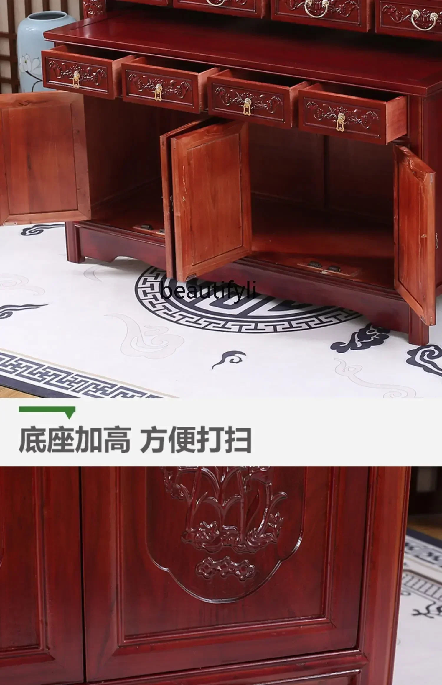 Armario de salón budista Guan Gong Zhongtang de madera maciza para el hogar, escritorio de mesa de Buda Chino nuevo