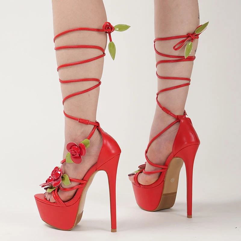 

Eilyken New Design Narrow Band Ankle Cross-Strap Platform Women Sandals Street Style Thin High Heels Banquet Wedding Shoes