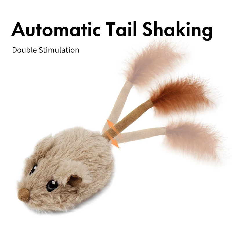 New Generation Intelligent Motion Activated Interactive Moving Mouse Automatic Tail Shaking Cat Toy Plush Mouse Rechargeable